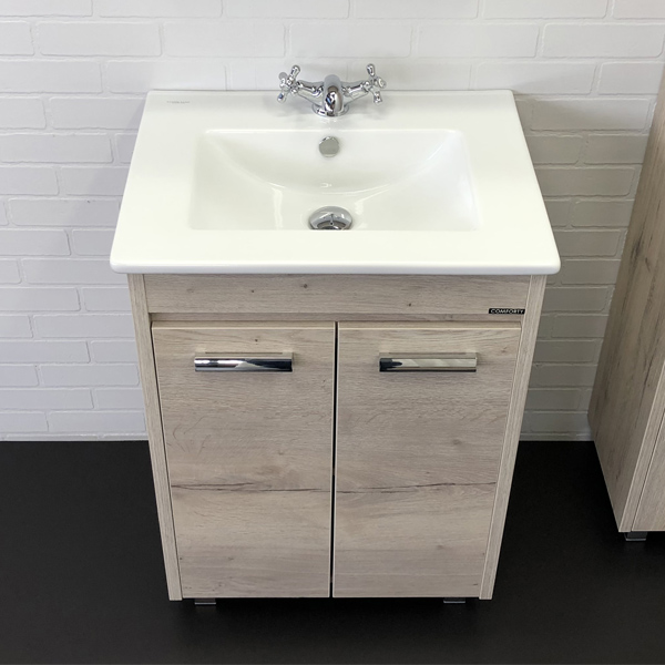 Тумба-умывальник Comforty Марио 60 Дуб дымчатый с раковиной Квадро 60