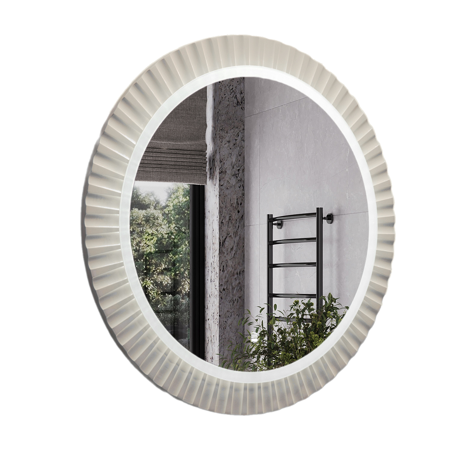 Круглое зеркало Comforty Мадрид-70 светодиодная подсветка, бесконтактный сенсор, серый шёлк