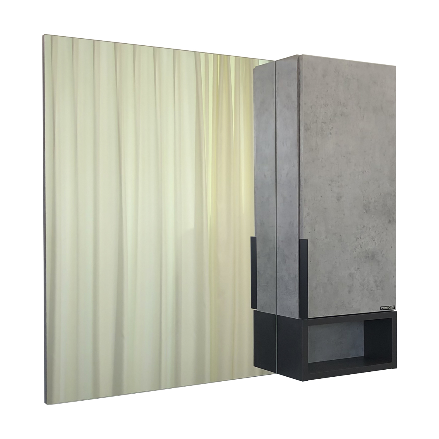 Зеркало-шкаф Comforty Франкфурт 90 бетон светлый