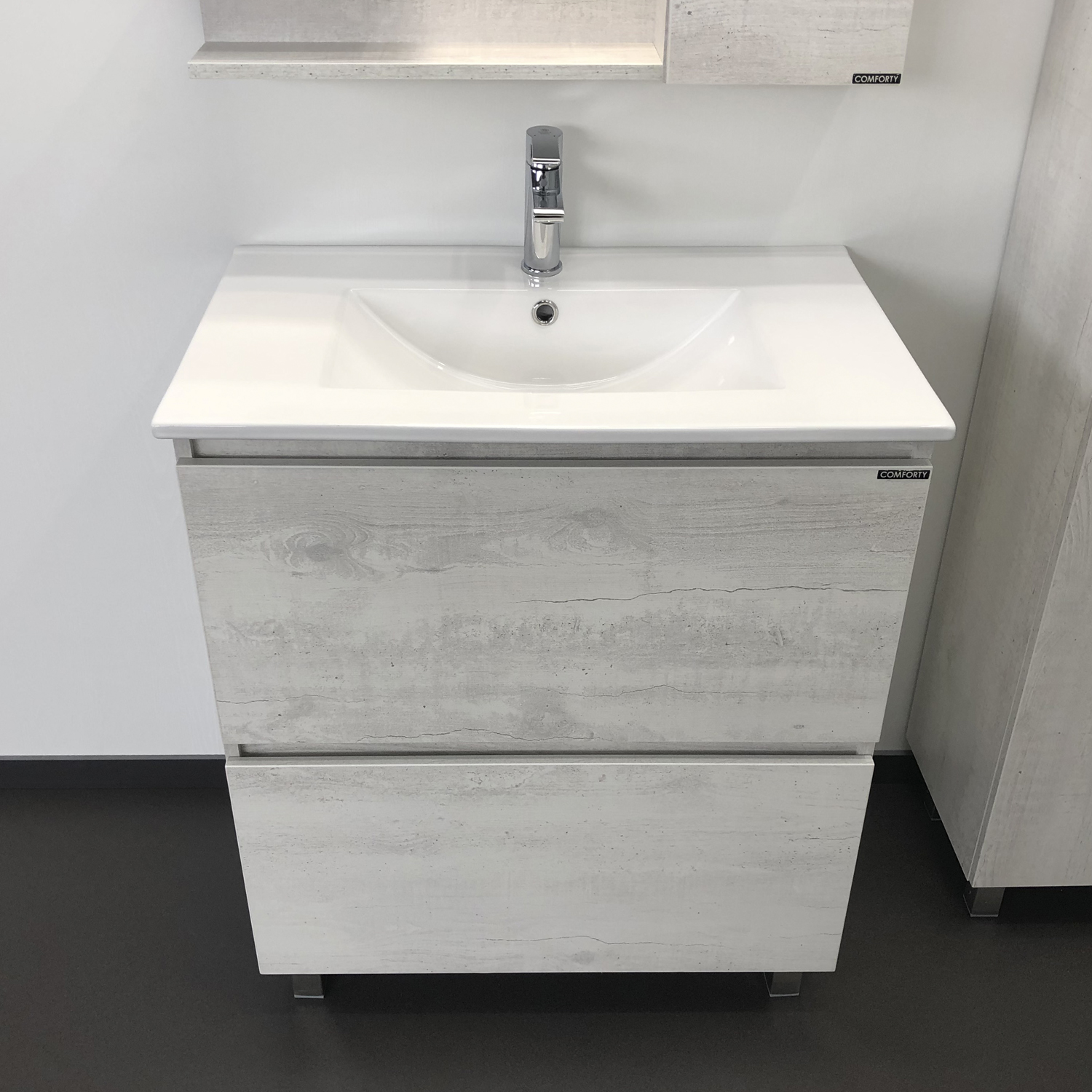 Тумба-умывальник Comforty Верона 75 дуб белый с раковиной Comforty 75Е