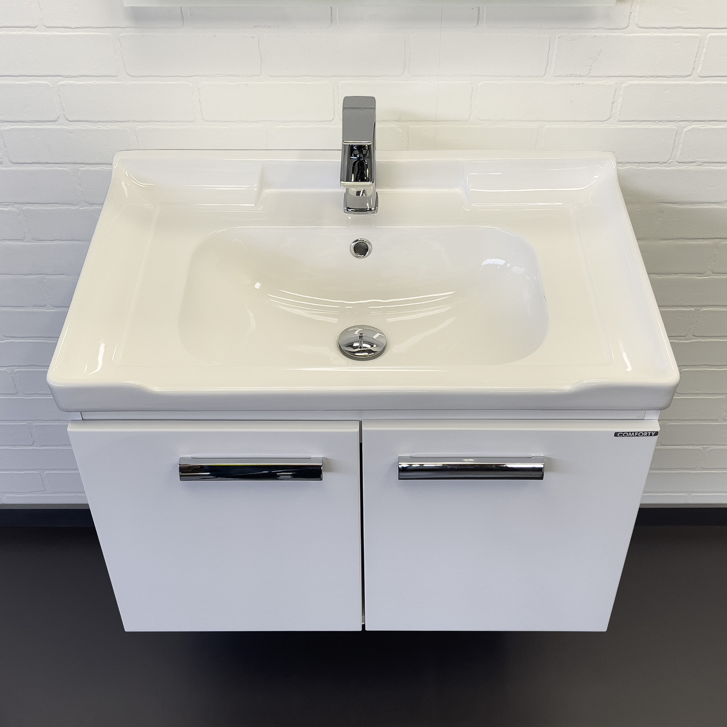 Тумба-умывальник Comforty Рига 70 белый глянец с раковиной Comforty 9335-70