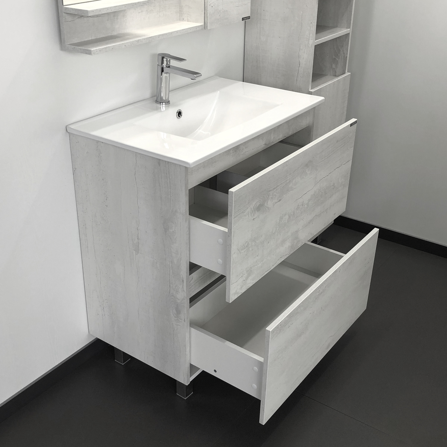 Тумба-умывальник Comforty Верона 75 дуб белый с раковиной Comforty 75Е