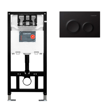Cистема инсталляции для подвесного унитаза Comforty CF3GT1900-10BL с клавишей управления CF3BT7912BL (матовая черная)