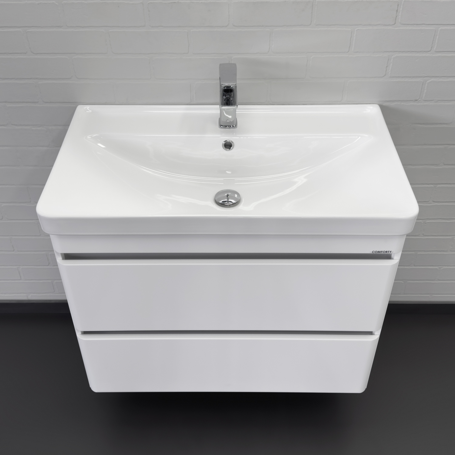 Тумба-умывальник подвесная Comforty Валдай-80П2 белая матовая с раковиной Comforty 4480