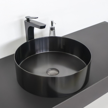 Раковина 40 см из нержавеющей стали CF8WBTD39NMBG цвет графит, с донным клапаном