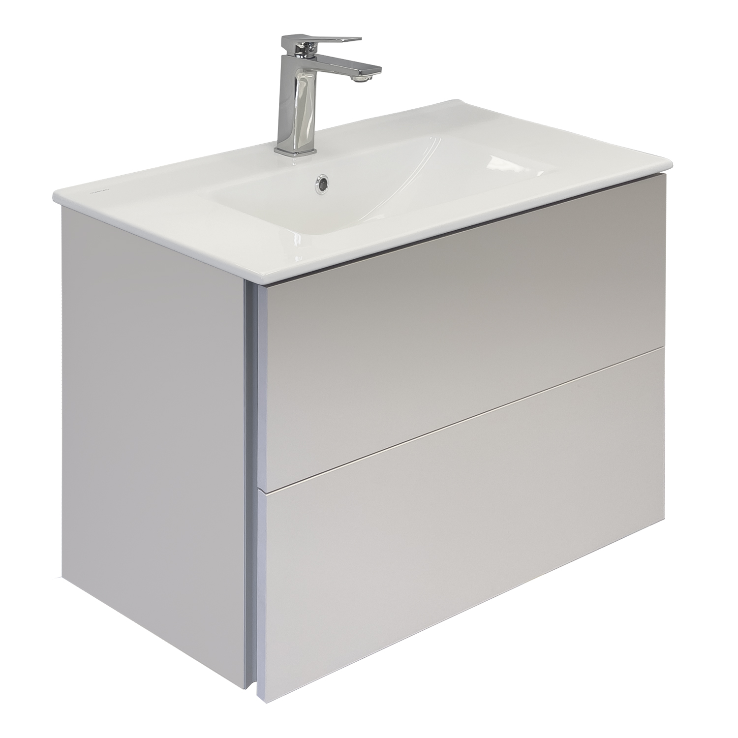 Подвесная тумба-умывальник Comforty Бильбао-80 серый шёлк с раковиной 80E