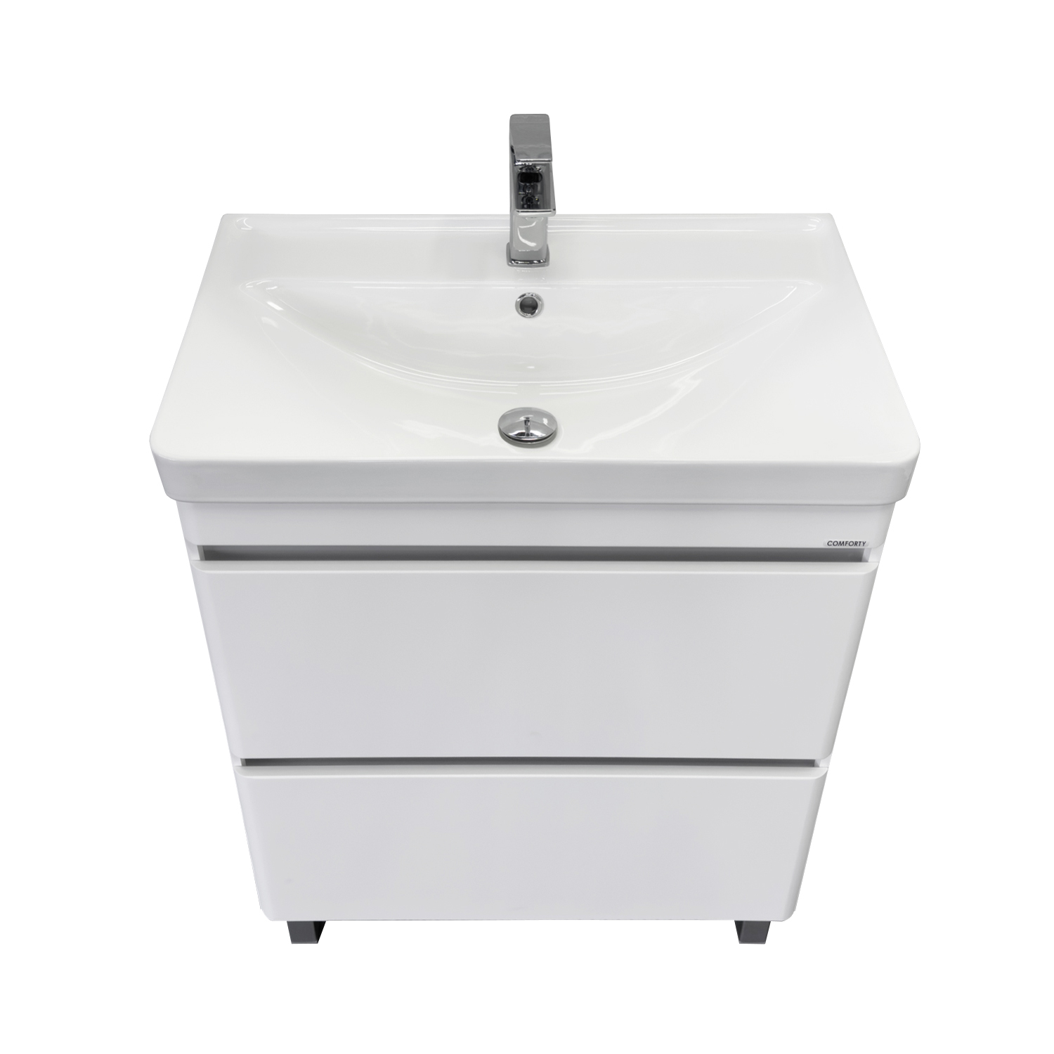 Тумба-умывальник напольная Comforty Валдай-70Н белая матовая с раковиной 4470