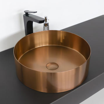 Раковина 40 см из нержавеющей стали CF8WBTD39RG цвет бронза, с донным клапаном