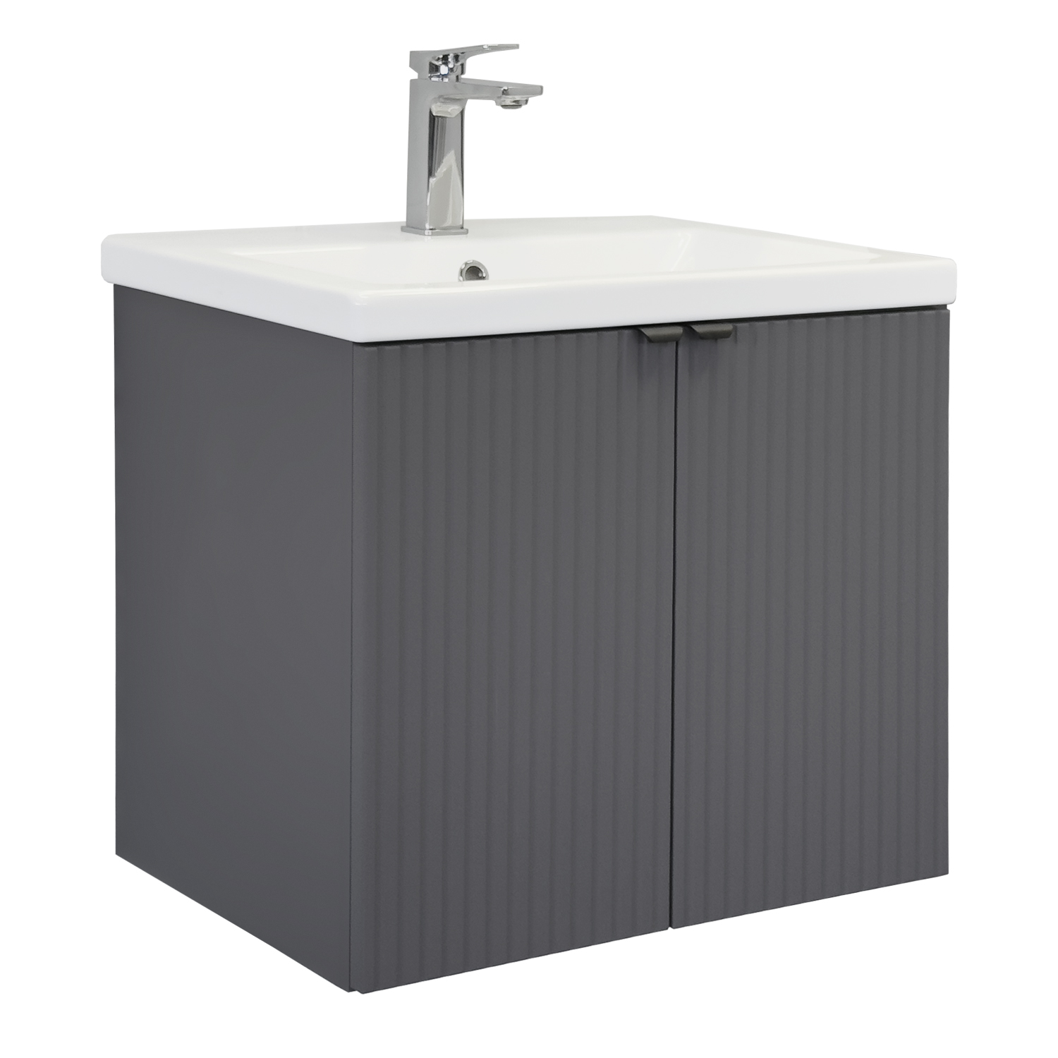 Тумба-умывальник Comforty Лима-60П антрацит с раковиной Комо 60