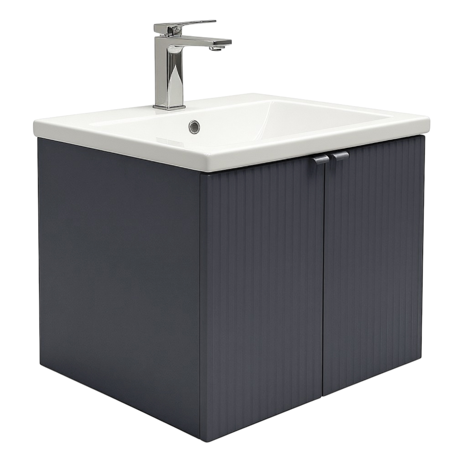 Подвесная тумба-умывальник Comforty Лима-70П антрацит с раковиной Комо 70