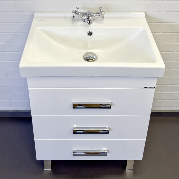 Тумба-умывальник Comforty Никосия 60Н белый глянец с раковиной Фест 60