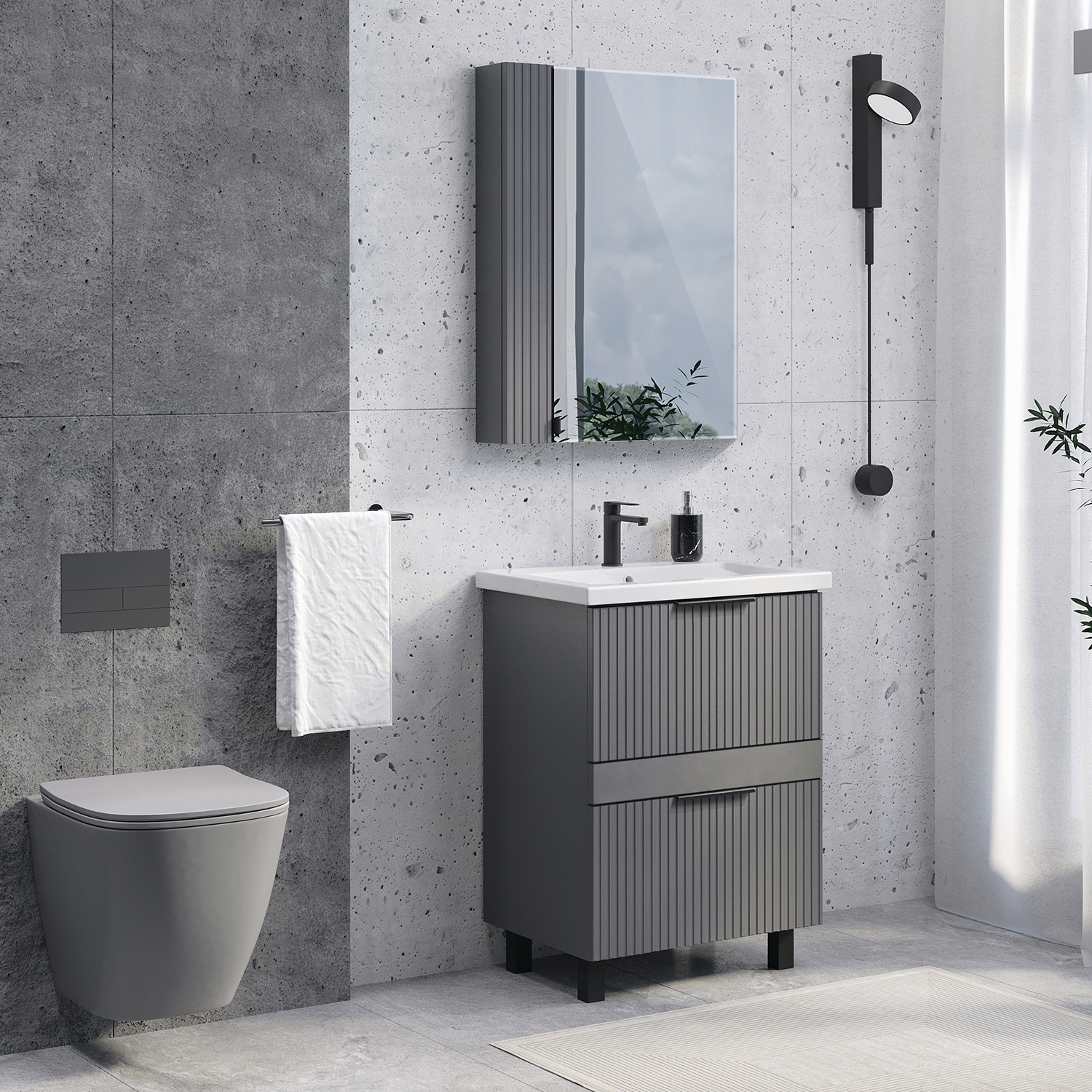 Зеркало-шкаф для ванной комнаты Comforty Лима 60 антрацит