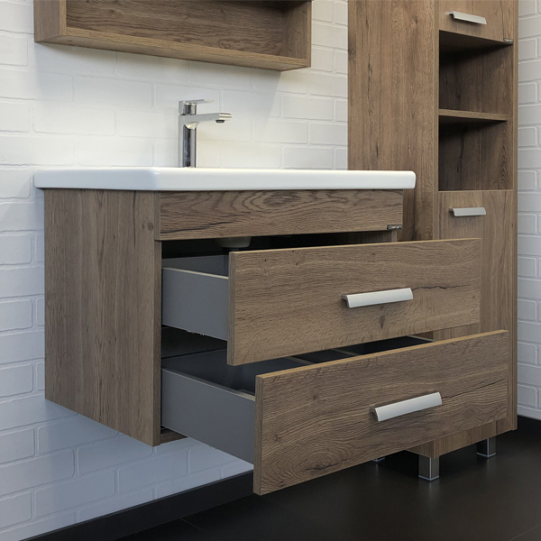 Тумба-умывальник Comforty Никосия 70П дуб темный с раковиной Como 70