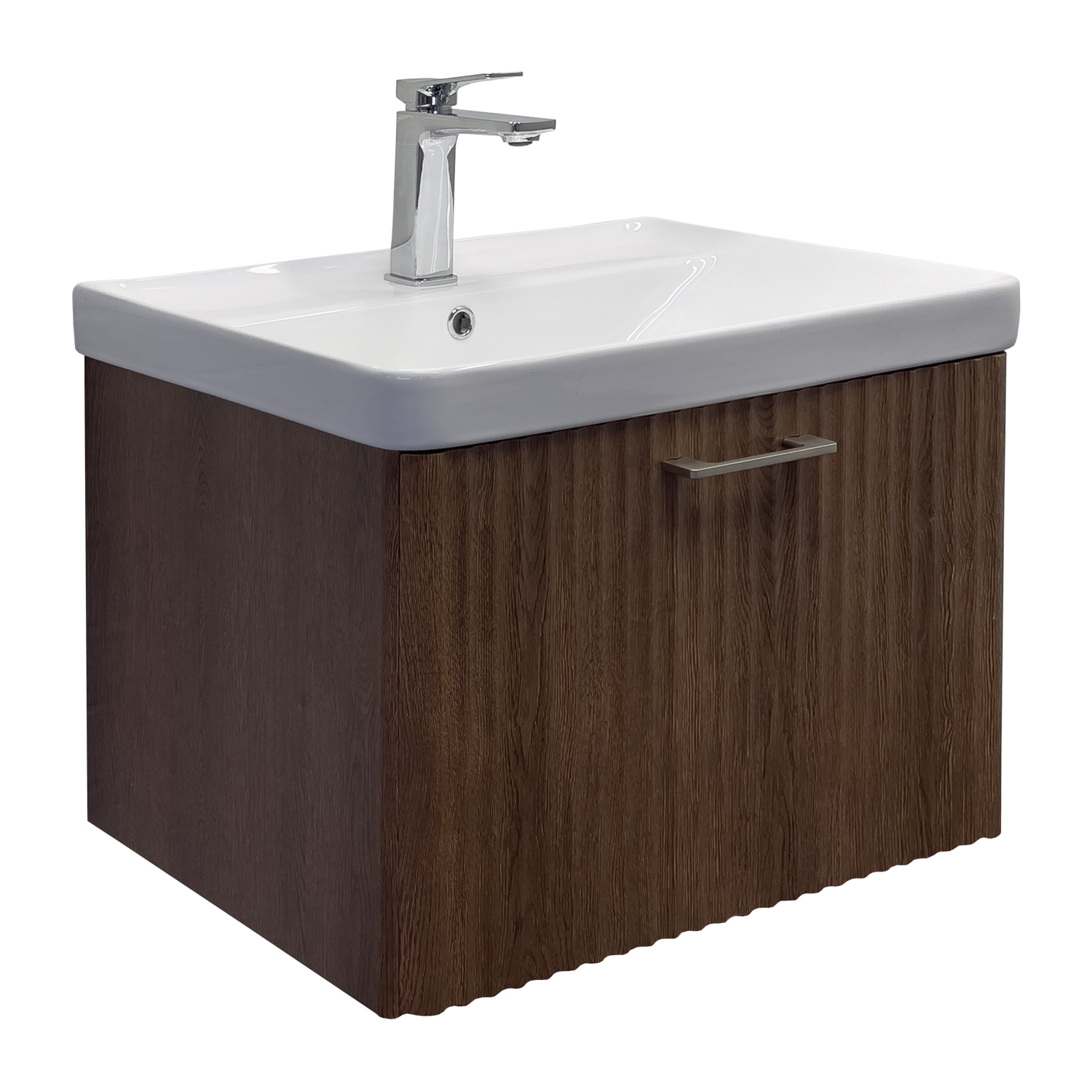 Тумба-умывальник Comforty Ангара-60П дуб темно-коричневый с раковиной 4460
