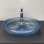 Овальная накладная раковина 50 см для ванной COMFORTY CF24005 закаленное стекло, небесно-голубой