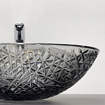Стеклянная овальная раковина 50 см Comforty CF28002 дымчатое стекло, для ванной на столешницу